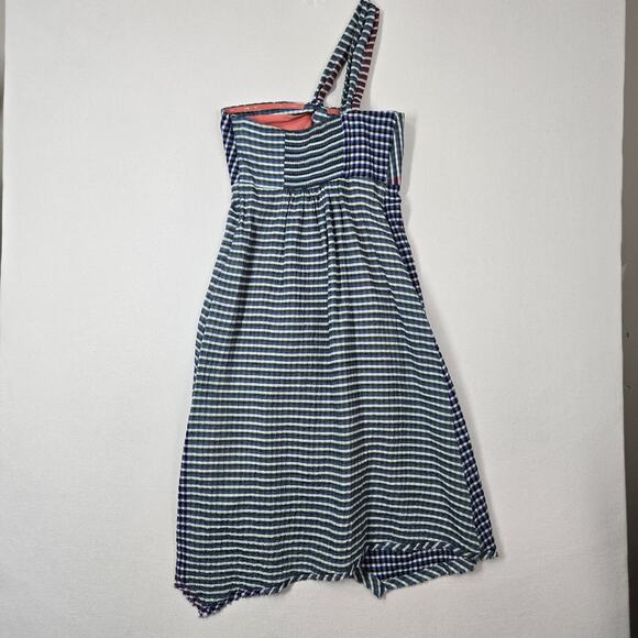Anthro Maeve Waverly Midi Plaid One Shoulder Dress sz 2 Blue Multi Hanky Hem - Picture 15 of 15